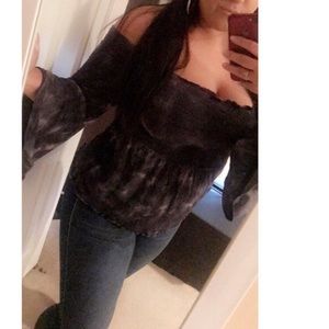 Off the shoulder long-sleeve top